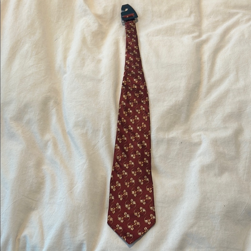 Valentino Brown Silk Tie with Geometric Pattern